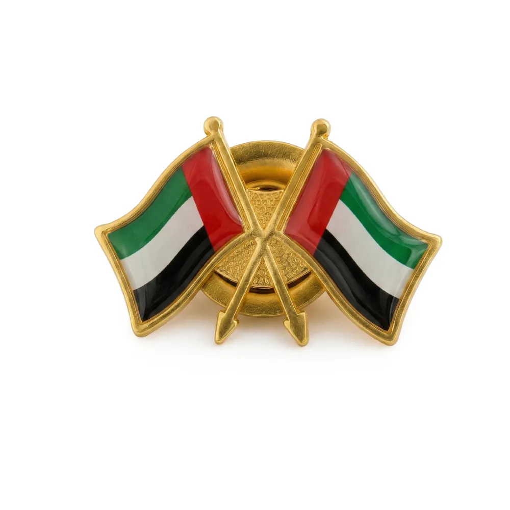 Twin Flag Metal Badges Golden Imprint Your Country Flag