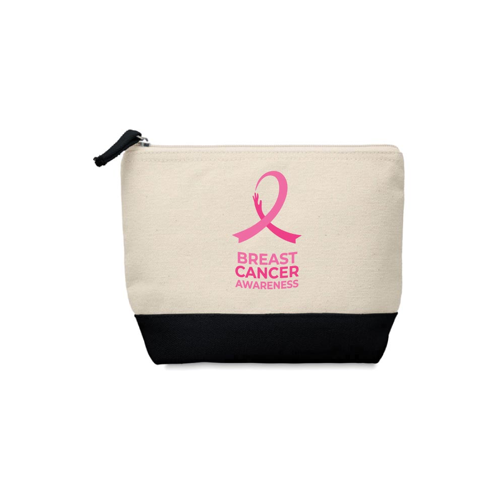Zipper Pouch with Breast Cancer Awareness Logo