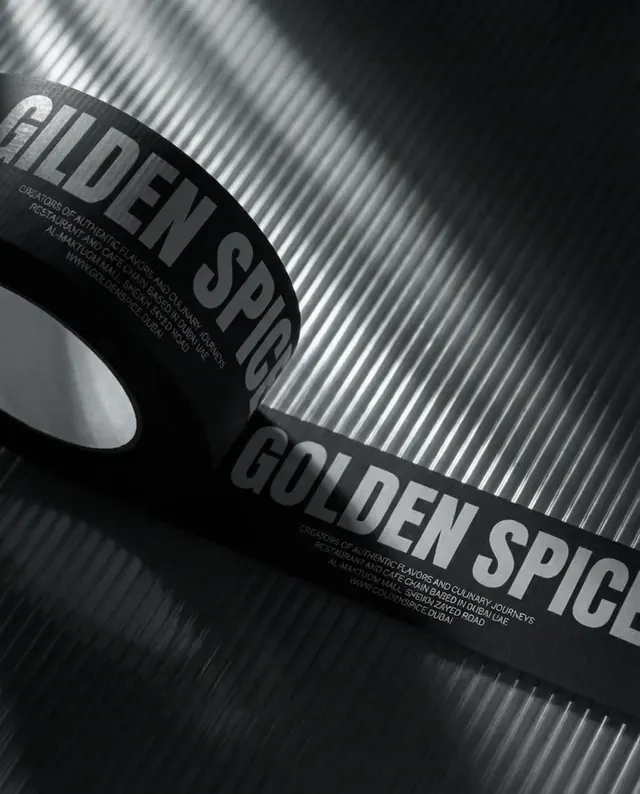 Illustrative mockup: branded packaging tape